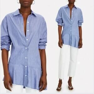 Veronica Beard • Gilda Assymetrical Button Down Hem Tunic Blouse